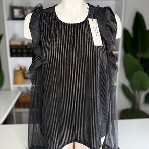 Dance & Marvel Black Sheer Striped Blouse